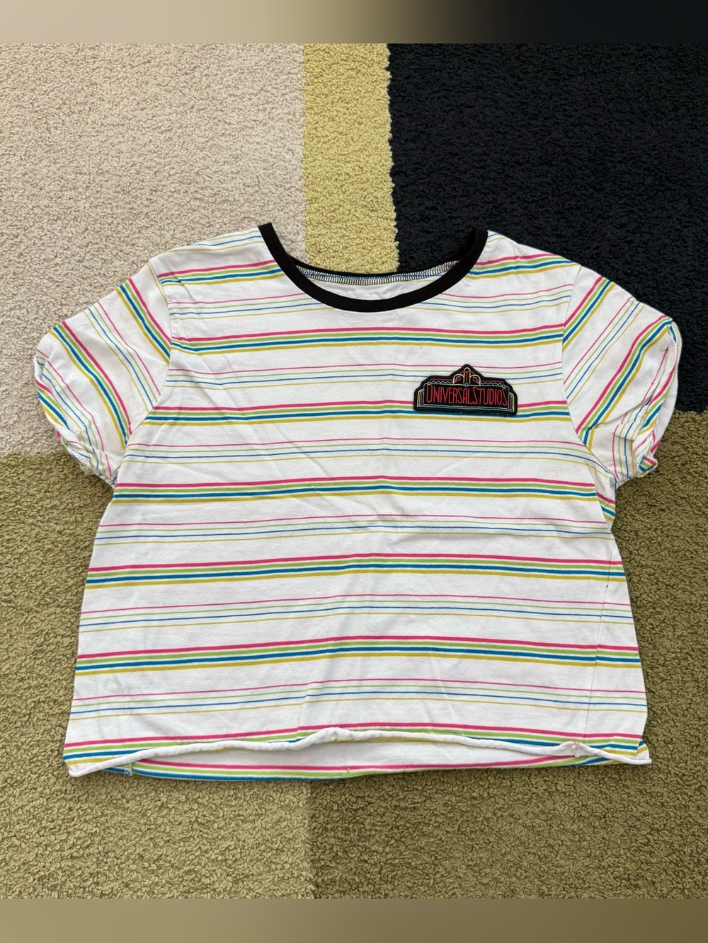 Universal Women’s White Multicolor Striped Ringer Tee